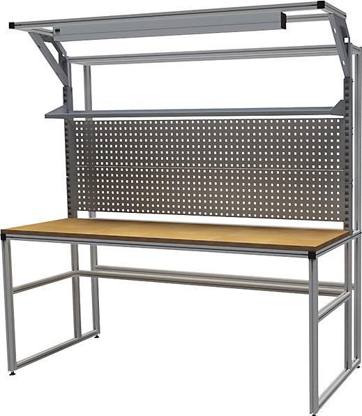 Actual product image Bedrunka & hirth workalu® aluminium workbench with system structure, one-sided (195 cm, 60 cm)