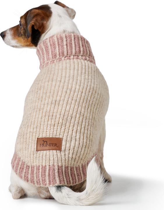 Actual product image Hunter Dogcoat Odense 55 + hat, beige/rose - (203538) (55, Dog jumper)