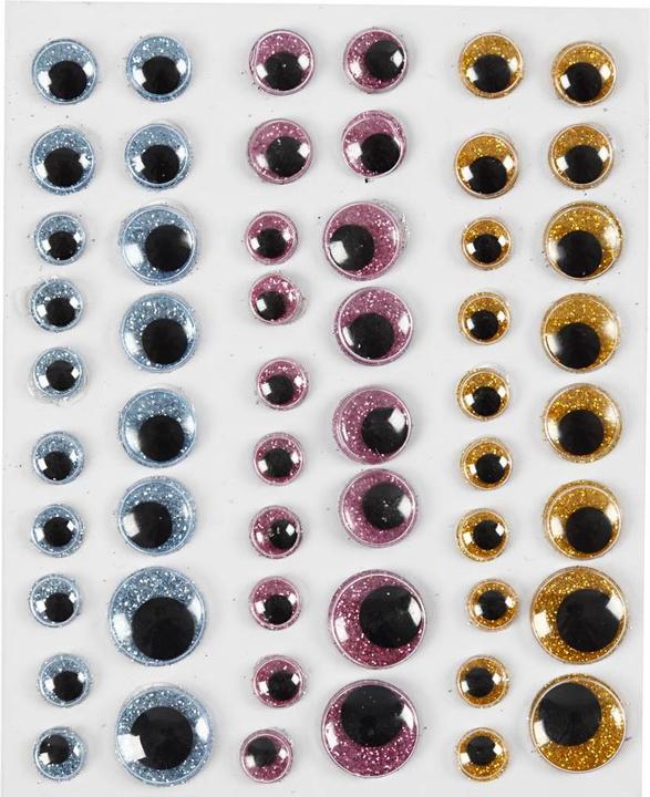 Actual product image Creativ Company Wiggle eyes 8 - 15 mm 54 pieces, light blue/pink/gold