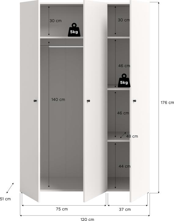 Produktbild Xonox Home Darwin (120 x 51 x 176 cm)