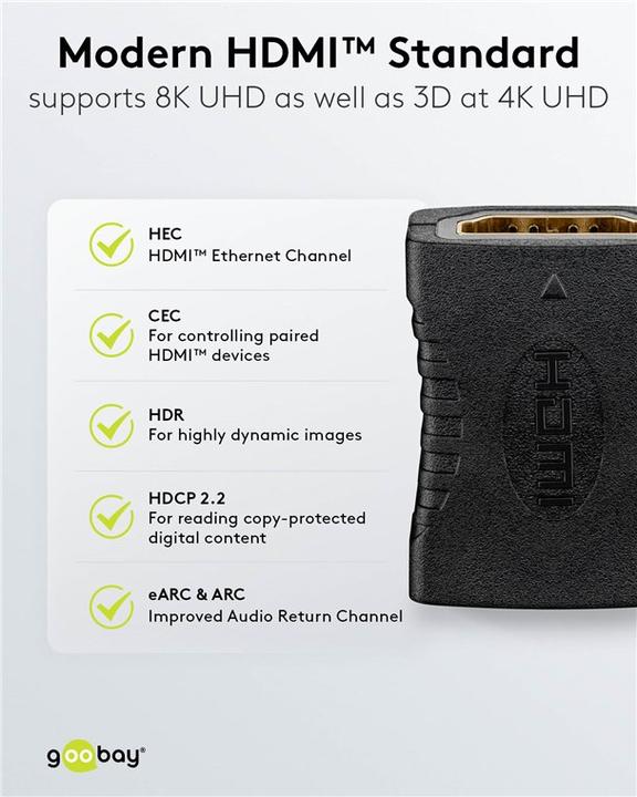 Produktbild Goobay HDMI-Adapter, Kupplung, vergoldet 8K@60HZ (HDMI)