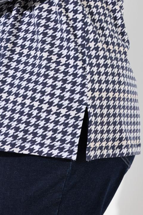 Image du produit Ulla Popken T-shirt à col V et manches 3/4, en coton Pima, motif pied-de-poule (42, 44)