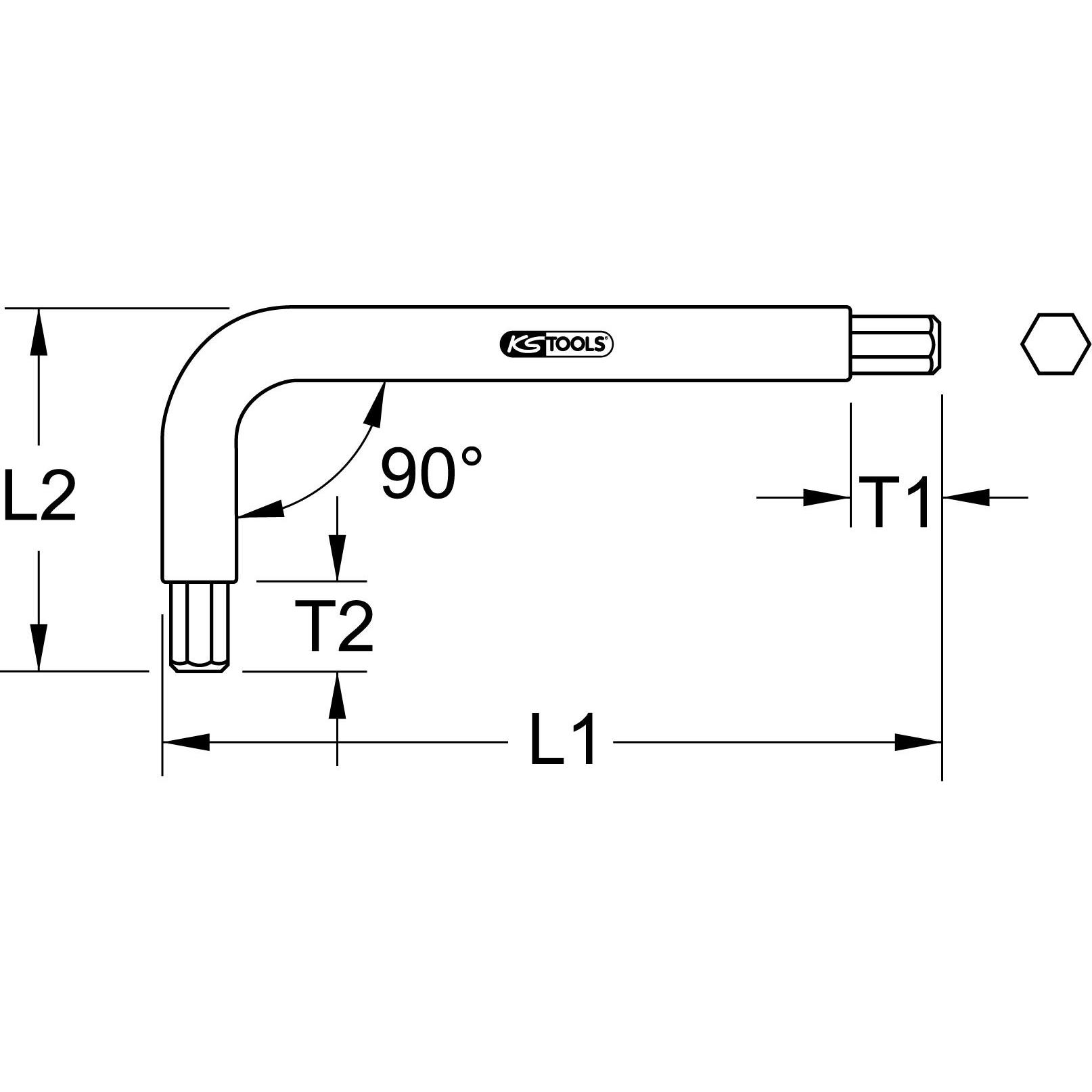 Thumbnail - KS Tools, Sechskantschlüssel, TITANplus Winkelstiftschlüssel Innensechskant,9mm