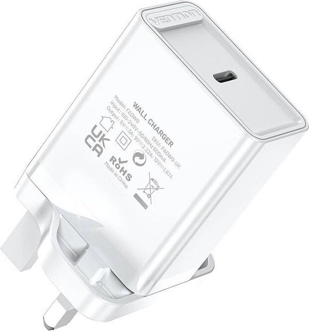 Actual product image Vention USB-C Wall Charger FADW0-UK (20 W) UK White (20 W)