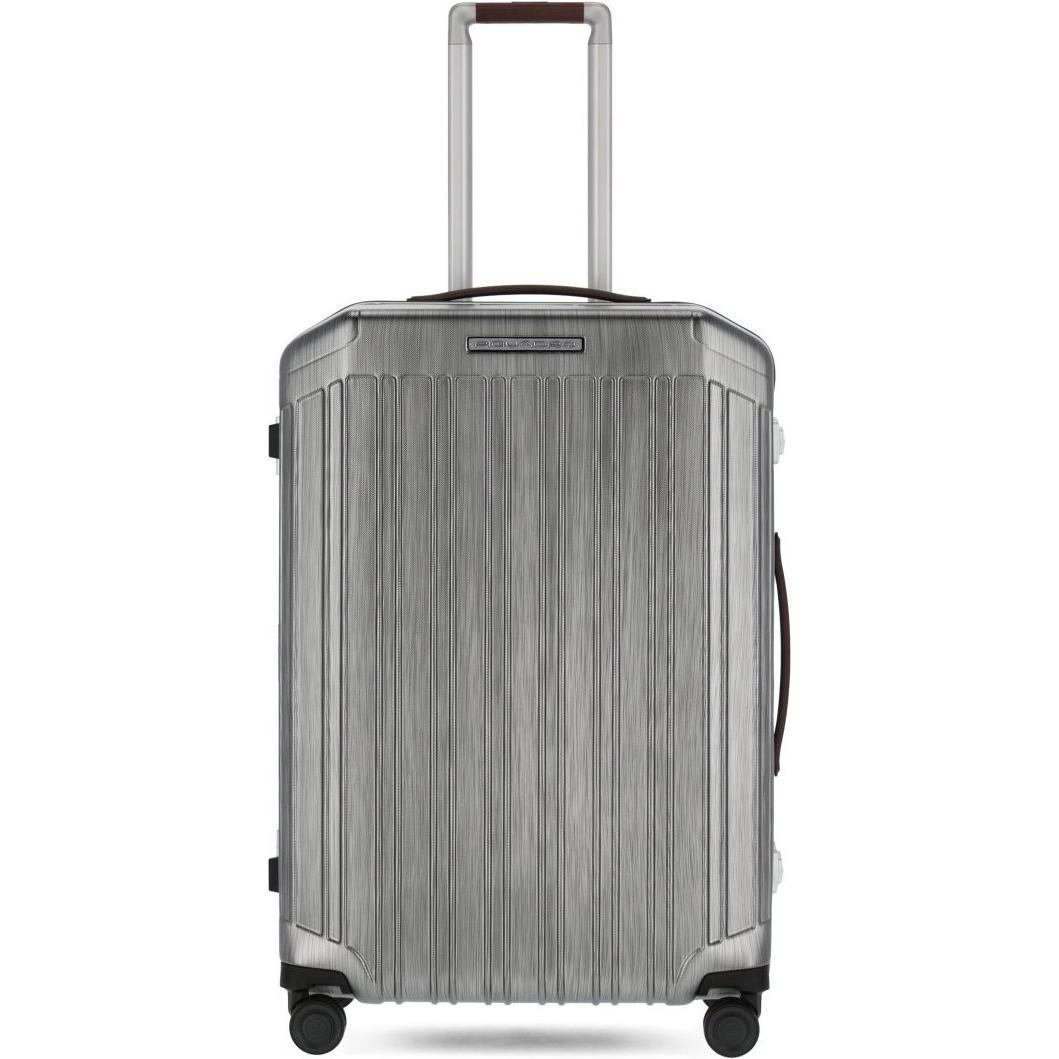 Piquadro Nero Valigia, Pq-Light - Trolley Medio Ultra Sottile A Guscio Rigido /Pelle, (67 L)