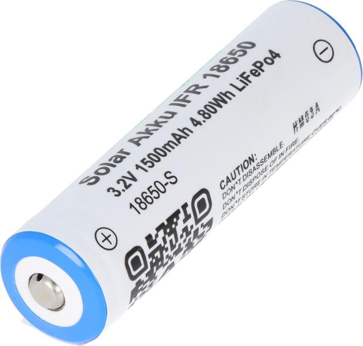 Actual product image AccuCell Battery Solar 18650 IFR with head unprotected (1 pcs., 18650, 1500 mAh)