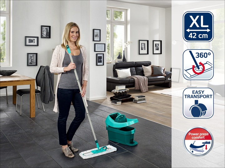 Immagine prodotto Leifheit Set di spazzoloni per la cura dei pavimenti con pressa 55167 (1 pz.)