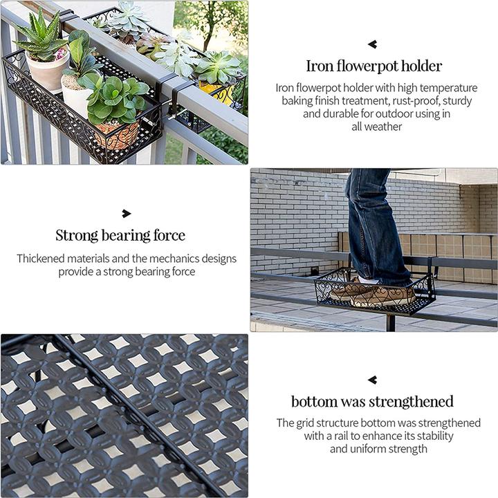 Actual product image Pealov Flowerpot Holder Balcony Metal 60x20x12cm