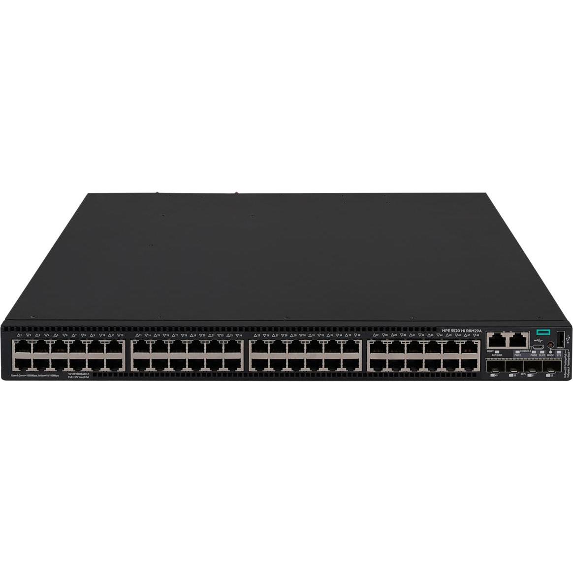 HPE E FlexNetwork 5520 HI Switch 4 SFP+ Ports, 1 Expansion Module Slot, 1U, MACsec Support, w/o (48 Ports), Netzwerk Swi...