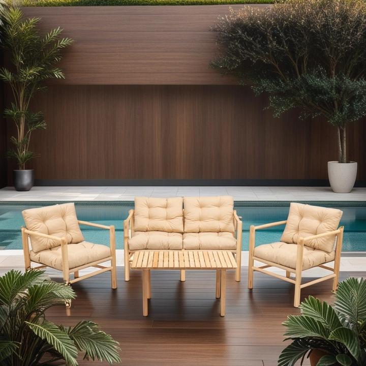 Image du produit Kalune Design Soft Garden Table Three Chairs Set (135 x 135 x 74 cm)