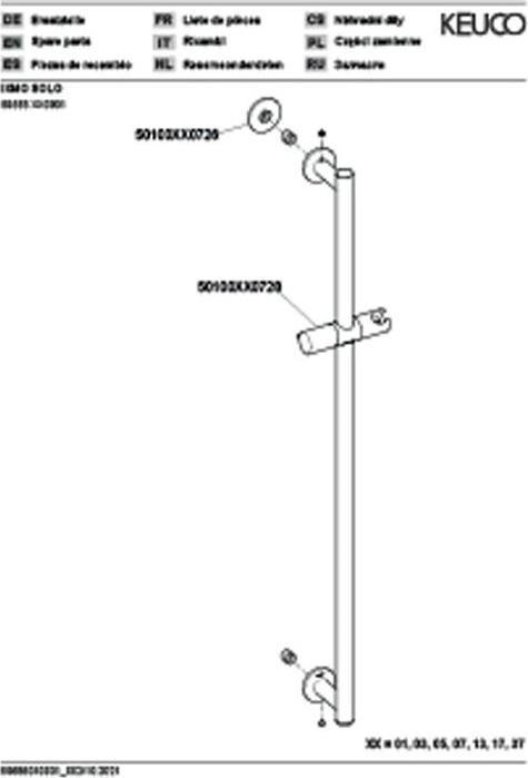 Image du produit Keuco Barre de douche IXMO 855mm rosace ronde sw ma