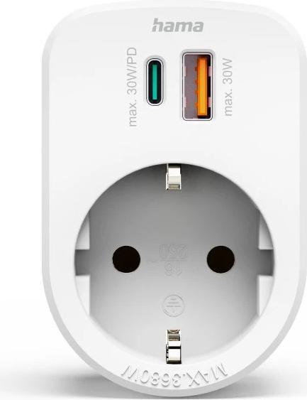 Image du produit Hama Steckdosenadapter-USBC+USBA (USB-A, USB-C, CEE 7/3, 3 x)