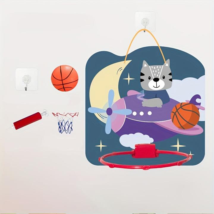 Actual product image Activity Board Mini basketball hoop set with space motif for children - wall and door mounting, including ball -