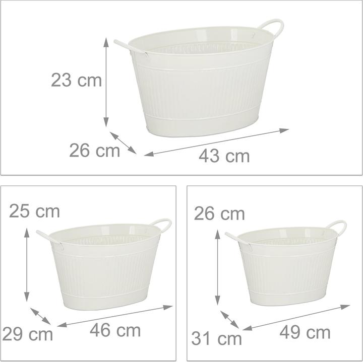 Actual product image Relaxdays Tub Zinc Look Set Of 3 (49 cm)