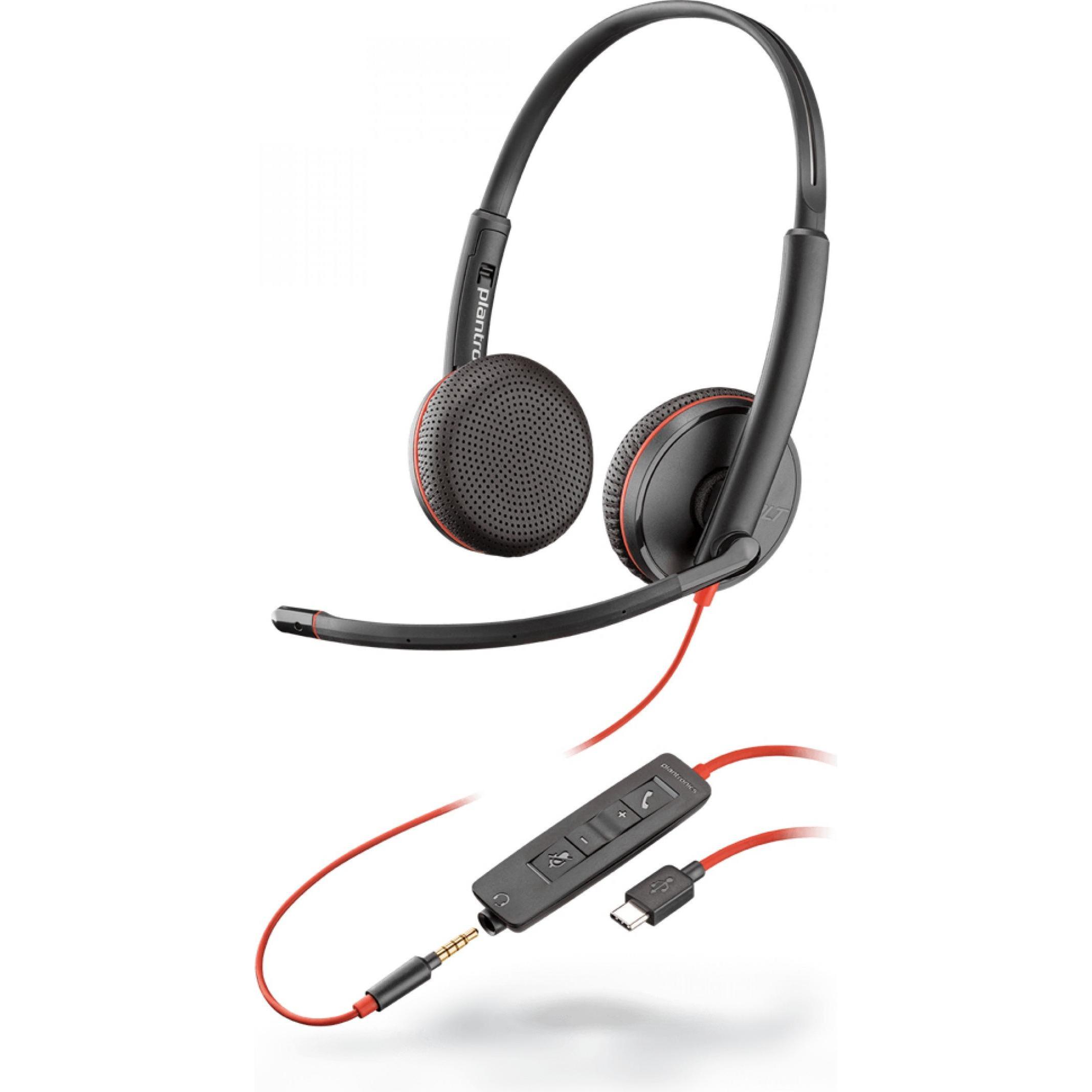 Poly Blackwire 3225 USB-C Duo (Kabelgebunden, USB-C), Office Headset, Schwarz