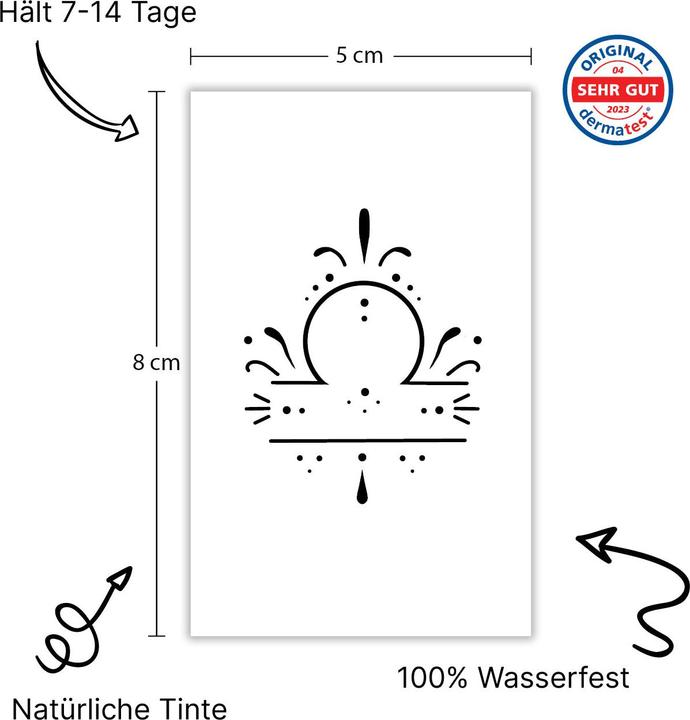 Actual product image minink Temporäres Tattoo: Sternzeichen Waage in kalligrafischer Schrift