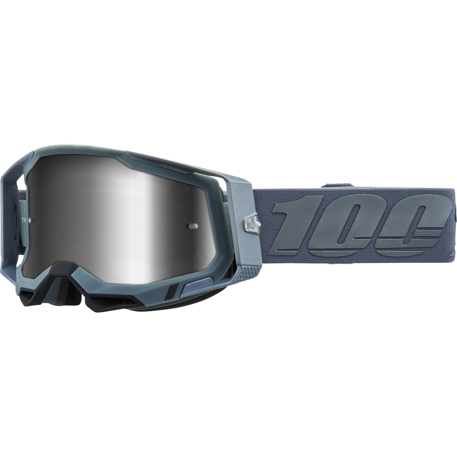 100% Goggles Racecraft 2 Battleship -Mirror Silver Lens (Battleship, Mirror Silver) (50010-00017)