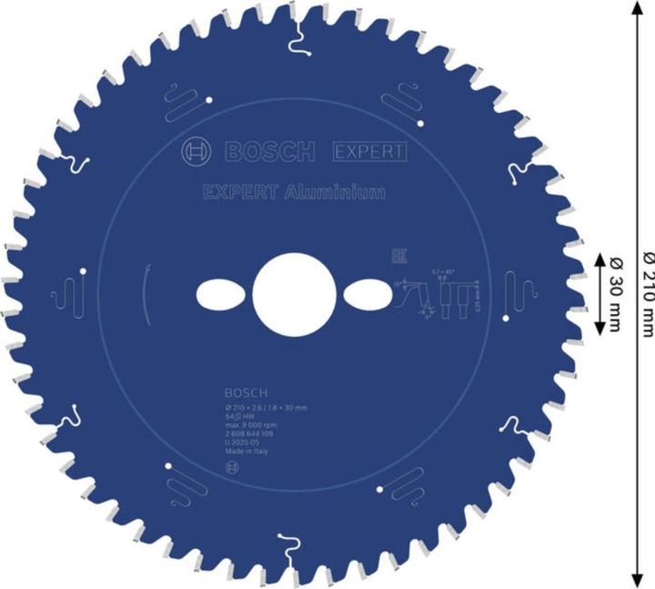 Immagine prodotto Bosch Professional Zubehör Lama circolare Expert per alluminio, 210 x 30 x 2,6 mm, 54