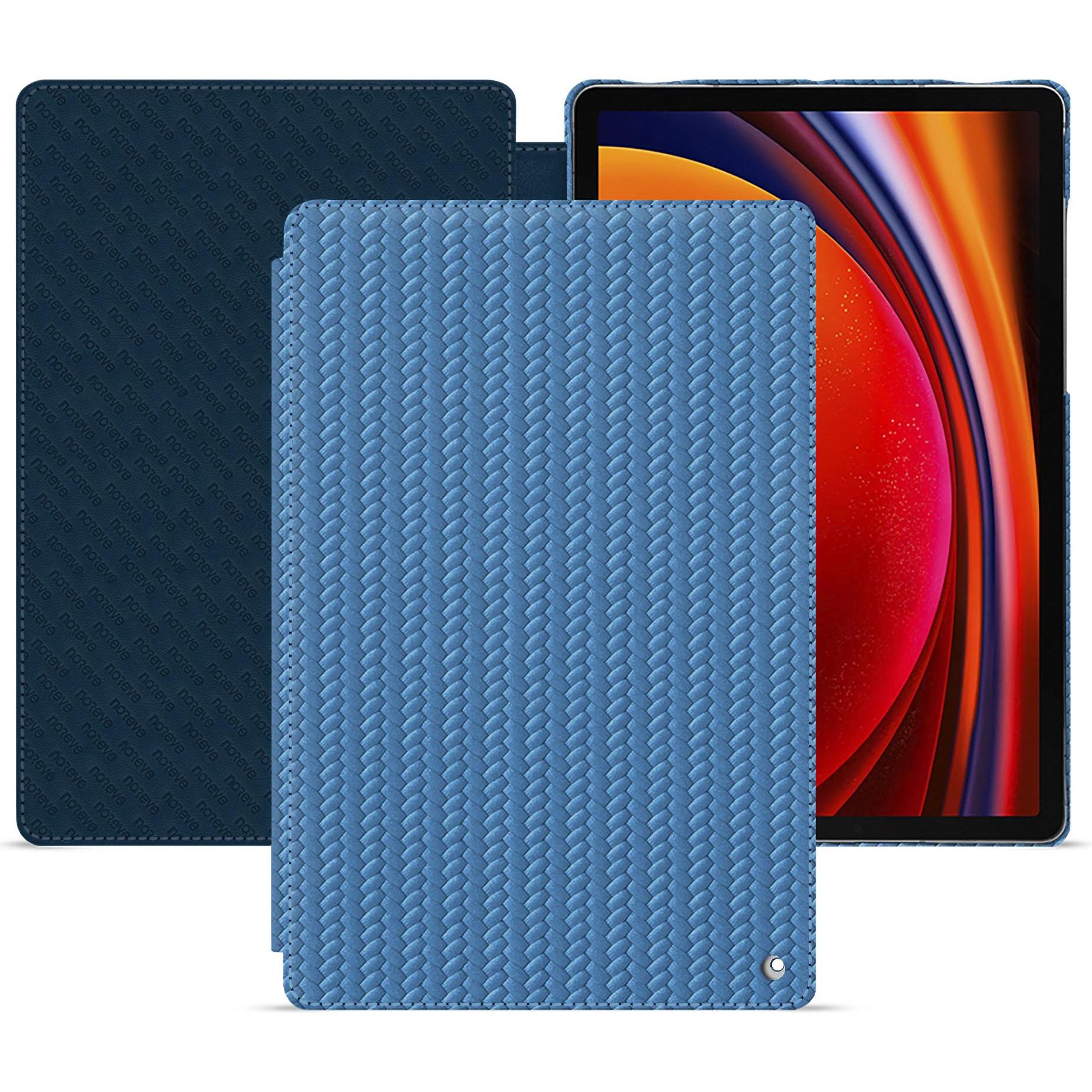 Noreve Lederschutzhülle horizontal (Galaxy Tab S9), Tablet Hülle, Blau