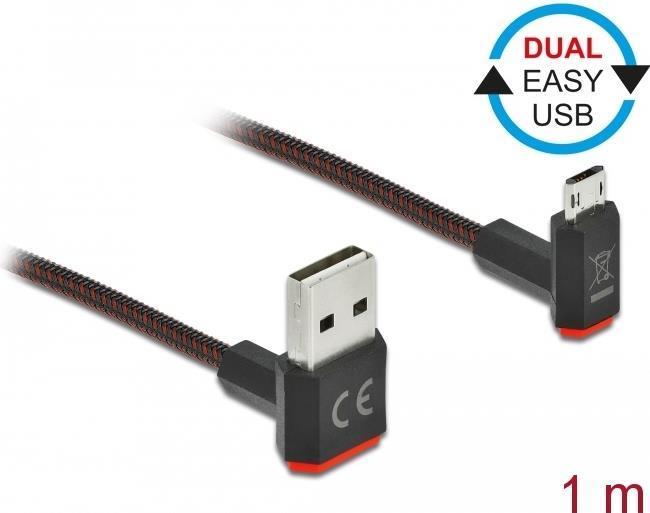 Actual product image Delock USB 2.0 cable EASY-USB, A-MicroB angled top/bottom 1 m (1 m, USB 2.0)