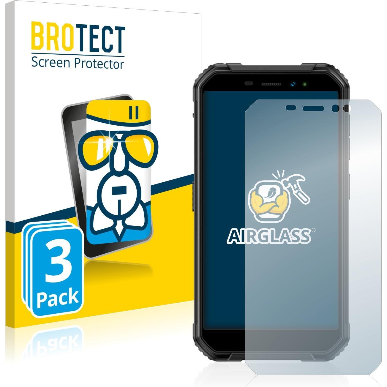 BROTECT AirGlass Panzerglasfolie (3 Stück, Ulefone Armor X6 Pro), Smartphone Schutzfolie, Transparent