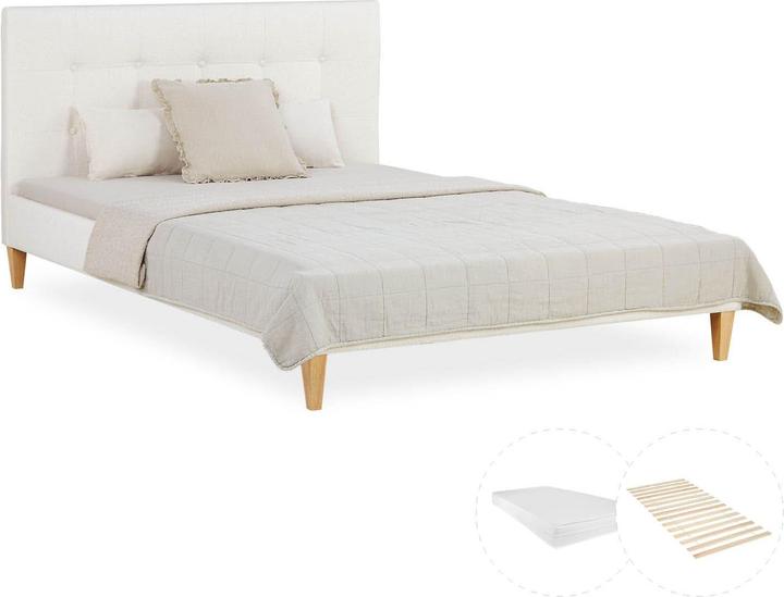 Homestyle4u Polsterbett mit Matratze & Lattenrost (140 x 200 cm)