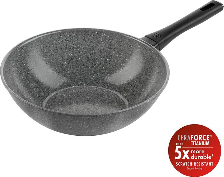 Productafbeelding Zwilling - Terreno Plus Ceramic Wok - Gray - 28 cm (Aluminium, 28 x 12.60 cm)