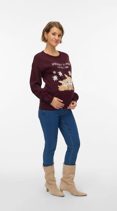 Image du produit Mamalicious Normal geschnitten Rundhals Gerippte Ärmelbündchen Tief angesetzte Schulter Pullover Strickpullover (S)