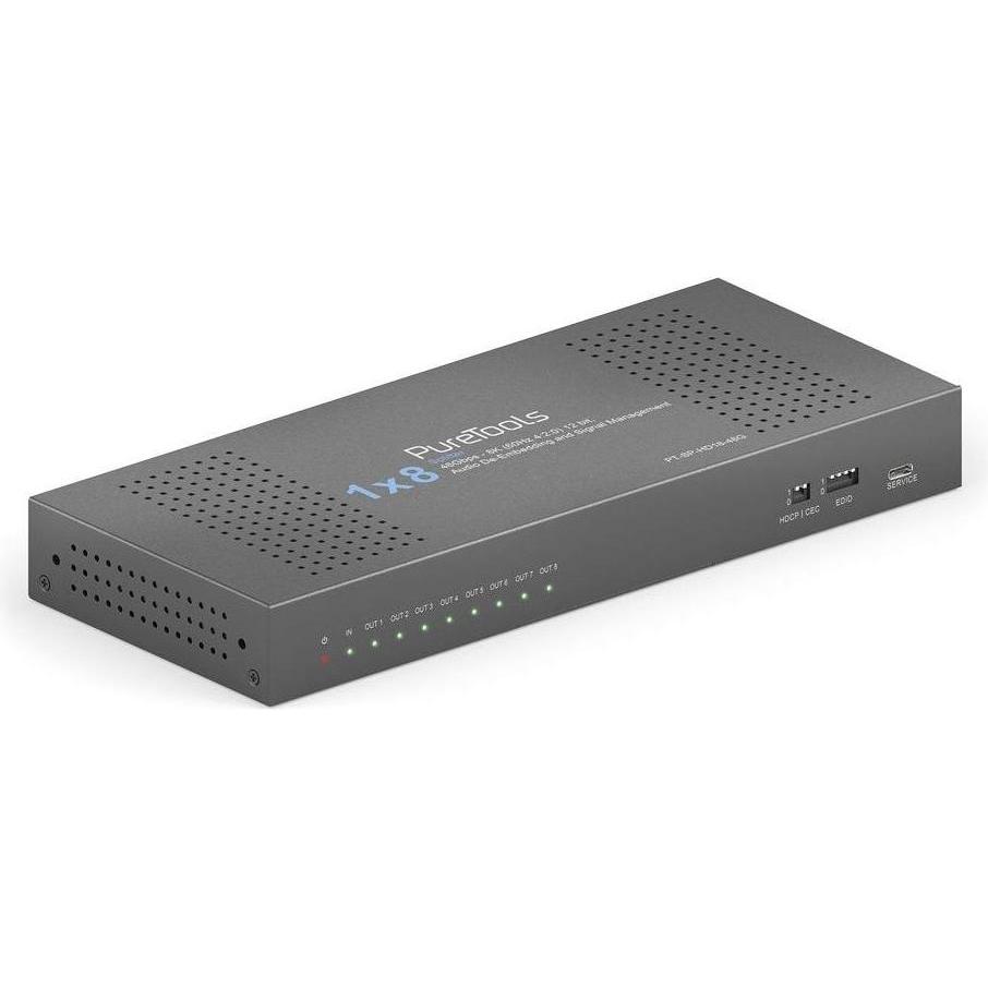 Purelink PureTools - 1x8 HDMI2.1 Splitter - 48Gbps - 8K (60Hz 4:2:0) 12 bit, Audio De-Embedding und Signal M, Switch Box