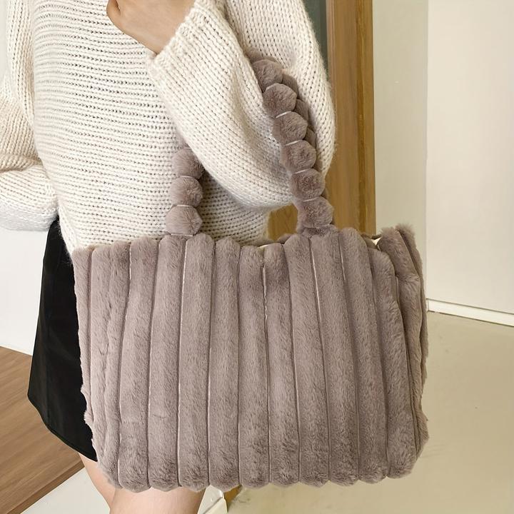Immagine prodotto Only-Bags.Store Borsa tote in felpa, borsa a tracolla leggera e capiente, borsa versatile in tinta unita per i