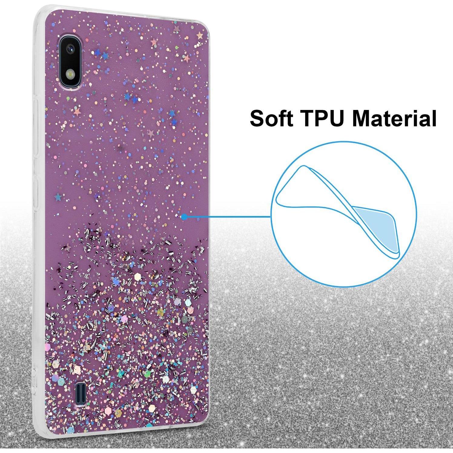 Thumbnail - Cadorabo TPU Cover funkelnder Glitter (HTC One M10, Samsung Galaxy A10), Smartphone Hülle, Violett