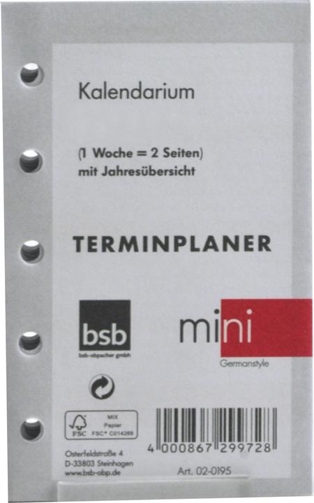 Produktbild BSB-Obpacher Einlagen für Timer mini ca. A8 1Woche/2Seiten (A8)