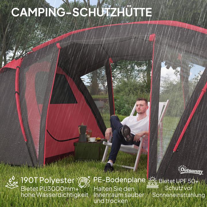 Produktbild Outsunny Campingzelt Polyester, Kunststoff Grau (Tunnelzelt, 6 Personen)
