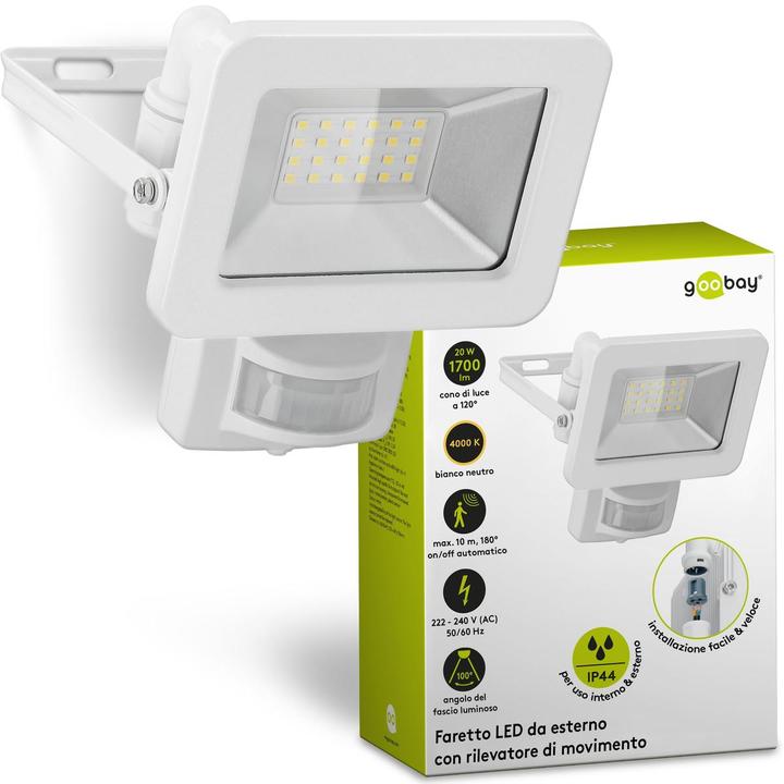 Actual product image Goobay LED outdoor spotlight, 20 W, with motion detector (1706 lm, IP44)