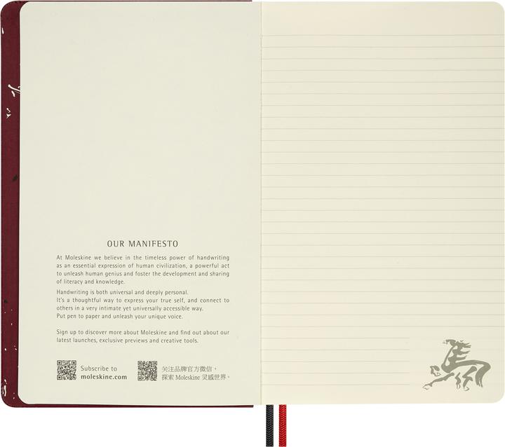 Image du produit Moleskine NB Jahr Pferd-LG lin Holzsc. (A5, À rayures)