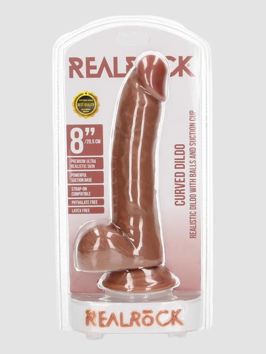 Produktbild RealRock Curved Realistic Dildo with Balls and Suction Cup - 8"/ 20,5 cm
