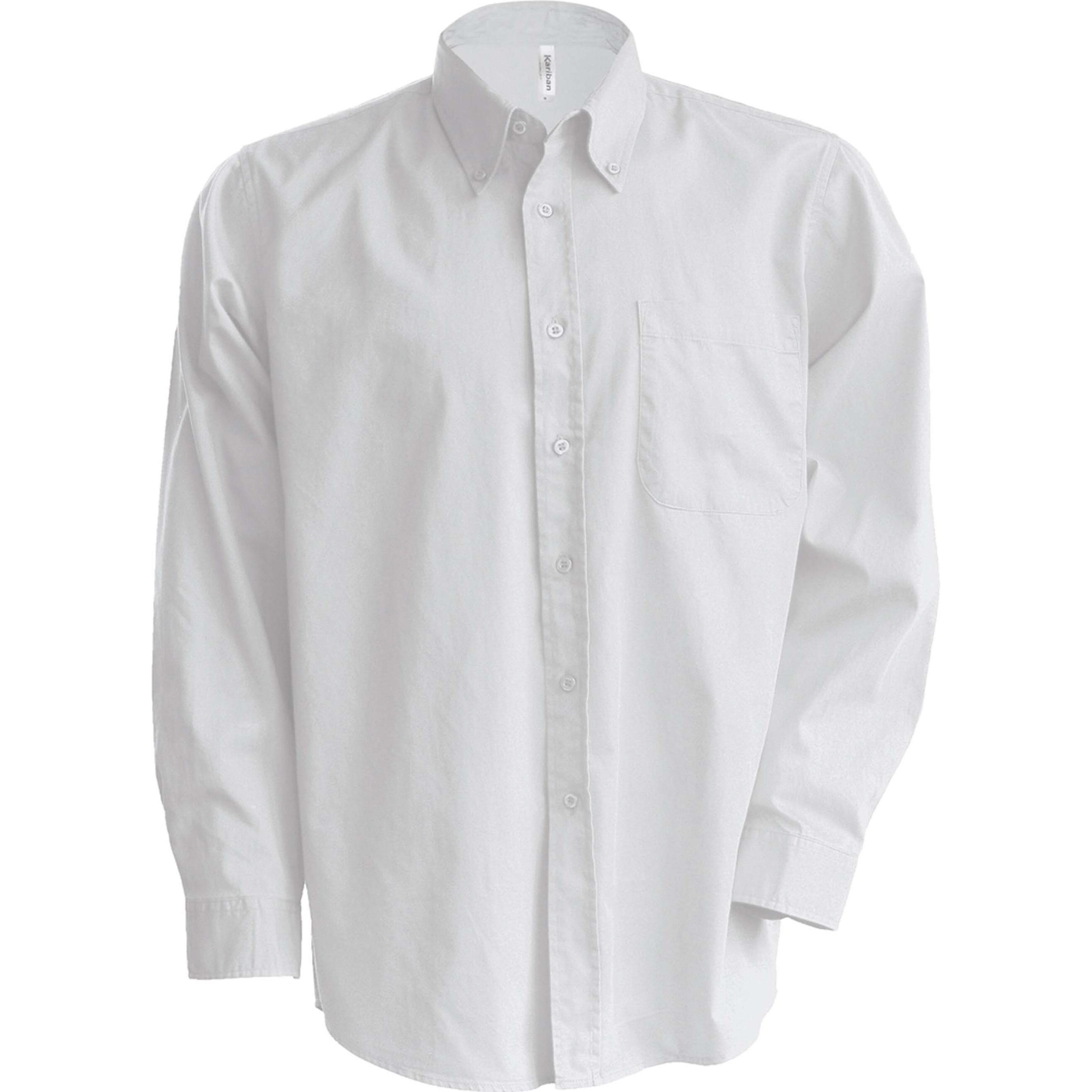 Kariban, Herren, Hemd, Oxford blanc, Weiss, (L)