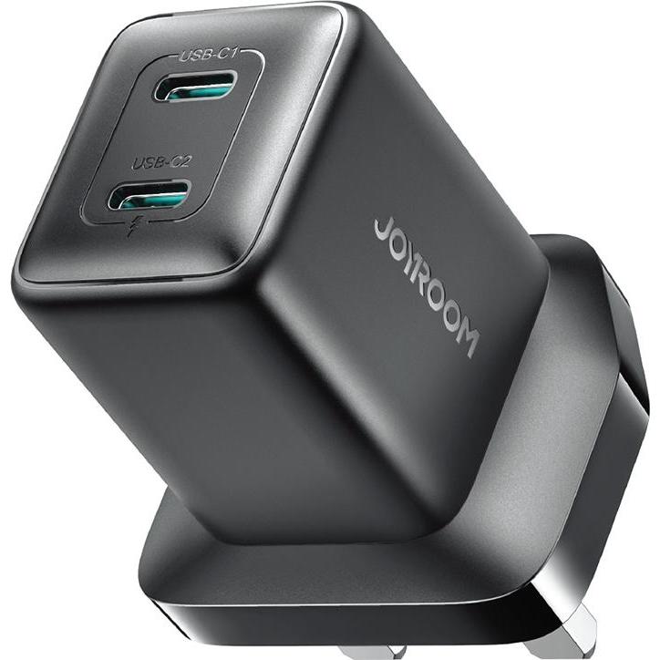 Joyroom JR-TCG17 45W 2 x USB-C Wandladegerät (UK-Stecker) - schwarz (45 W), Caricatore USB, Nero