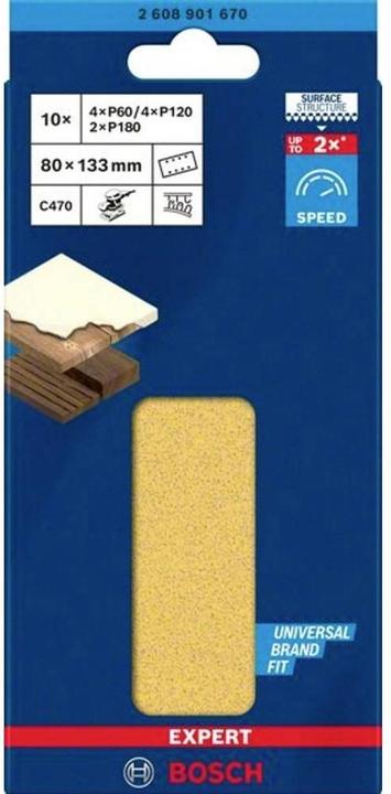 Produktbild Bosch Professional Zubehör EXPERT C470 Schleifpapier-Set, 80 x 133 mm, G 60/120/180, 10 Stück (60, 120, 180)