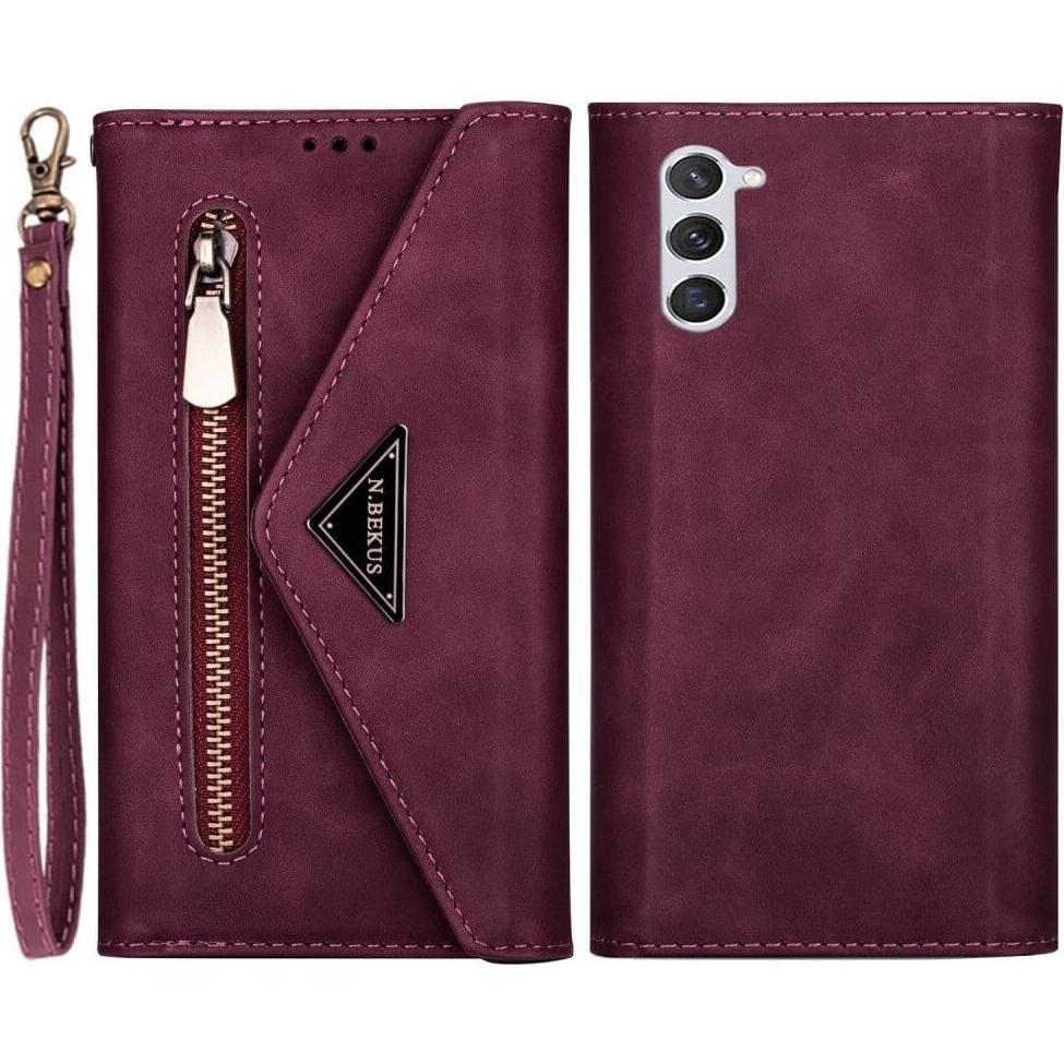 Cover-Discount Galaxy S23 - Brieftaschen Hülle weinrot (Samsung Galaxy S23+), Smartphone Hülle, Rot