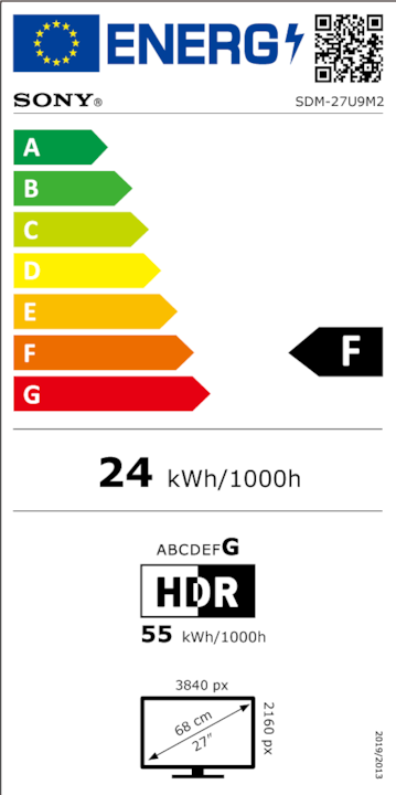 Energie-Label Sony Inzone M9 II (3840 x 2160 Pixel, 27")