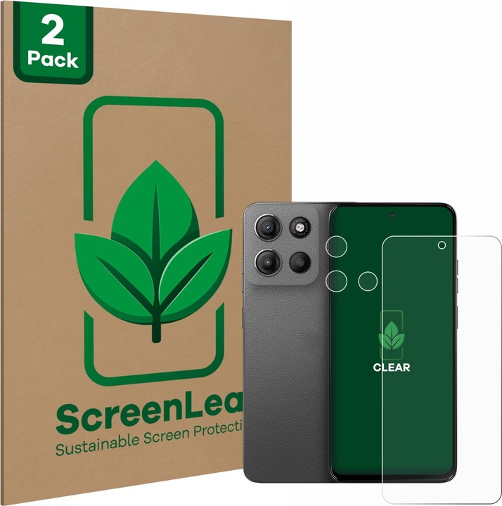 Produktbild ScreenLeaf Schutzfolie nachhaltiger Displayschutz Display Schutz Folie Klar Transparent (2 Stück, Motorola Moto C)