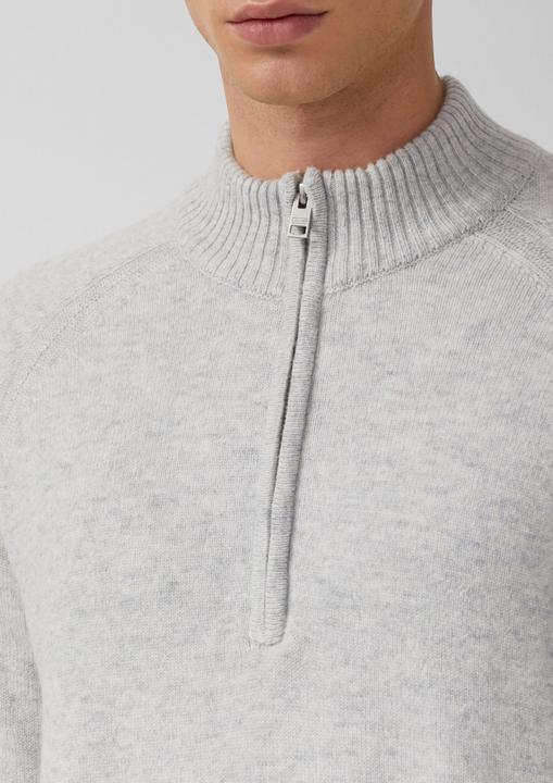 Produktbild s.Oliver Strickpullover Strickpullover aus reiner Wolle mit Troyer-Kragen (M)
