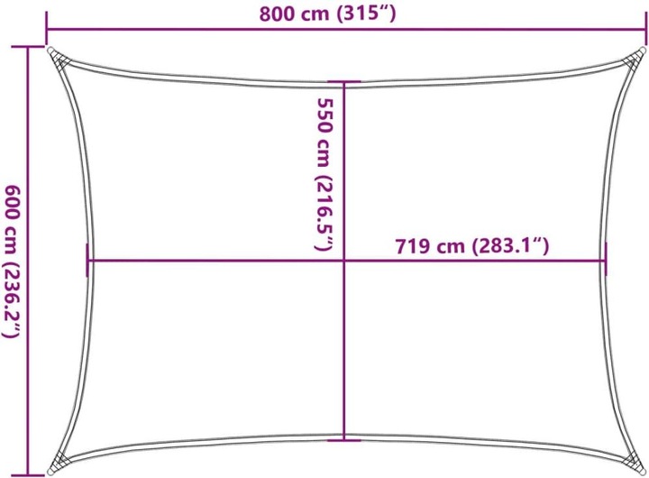 Actual product image VidaXL Sonnensegel 160 g/m² Rechteckig HDPE (6 x 8 m)