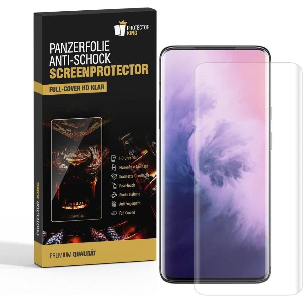 Protectorking 6x echtes Tempered 9H Panzerhartglas 3D KLAR (1 Stück, OnePlus 7T Pro), Smartphone Schutzfolie