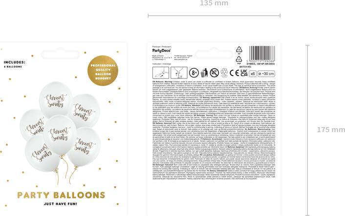 Actual product image Partydeco Balloons 30 cm, Chrzest Święty, Pastel Pure White (1 pkt / 6 pc.) (6x)