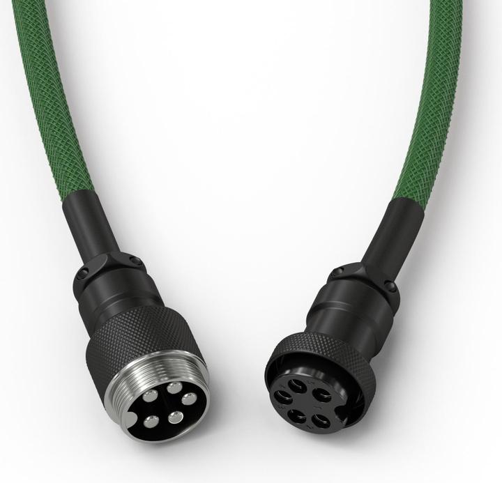 Actual product image Glorious GMMK Coiled Cable Forest Green, coiled cable, USB-C/USB-A - dark green/black (1.40 m)