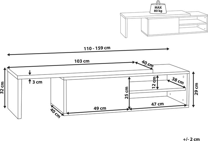 Produktbild Beliani Yonkers (110 x 40 x 29 cm)
