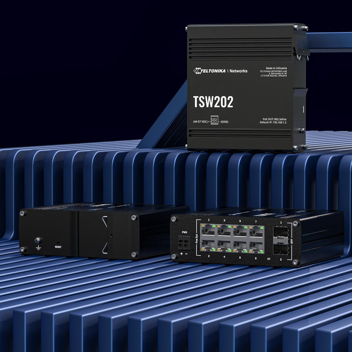 Thumbnail - Teltonika TSW202 (10 Ports), Netzwerk Switch, Schwarz