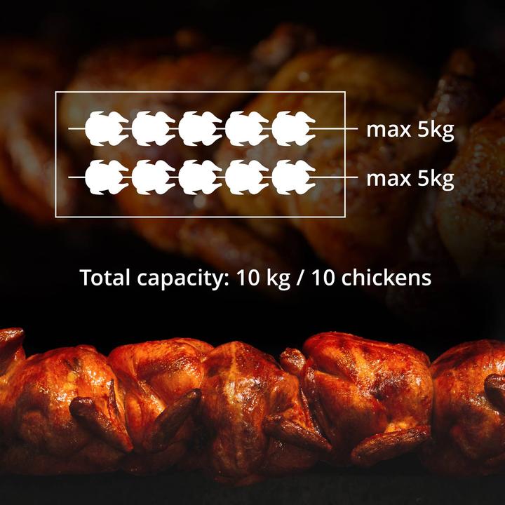 Produktbild Royal Catering Gas-Hähnchengrill 2 Spiesse mit Beleuchtung 2 x 5 kW Edelstahl / gehärtetes Glas (10 kW)